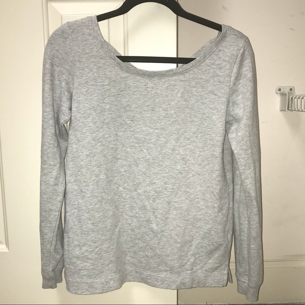 aerie gray cross back sweater